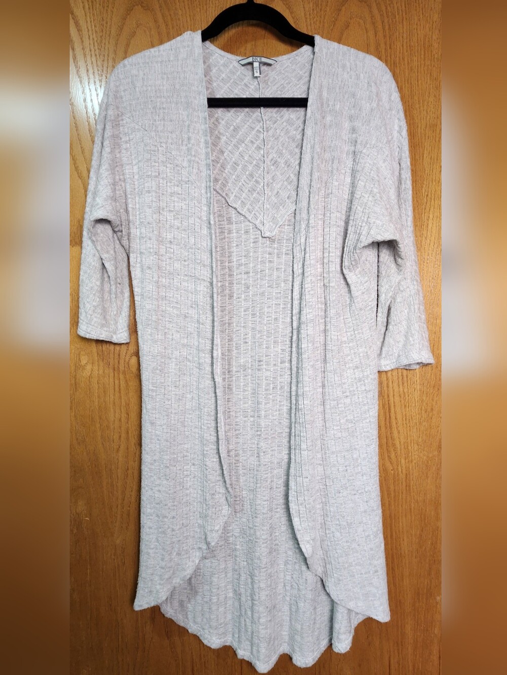 BKE Soft Heathered Ribbed Open-Front Cardigan Small